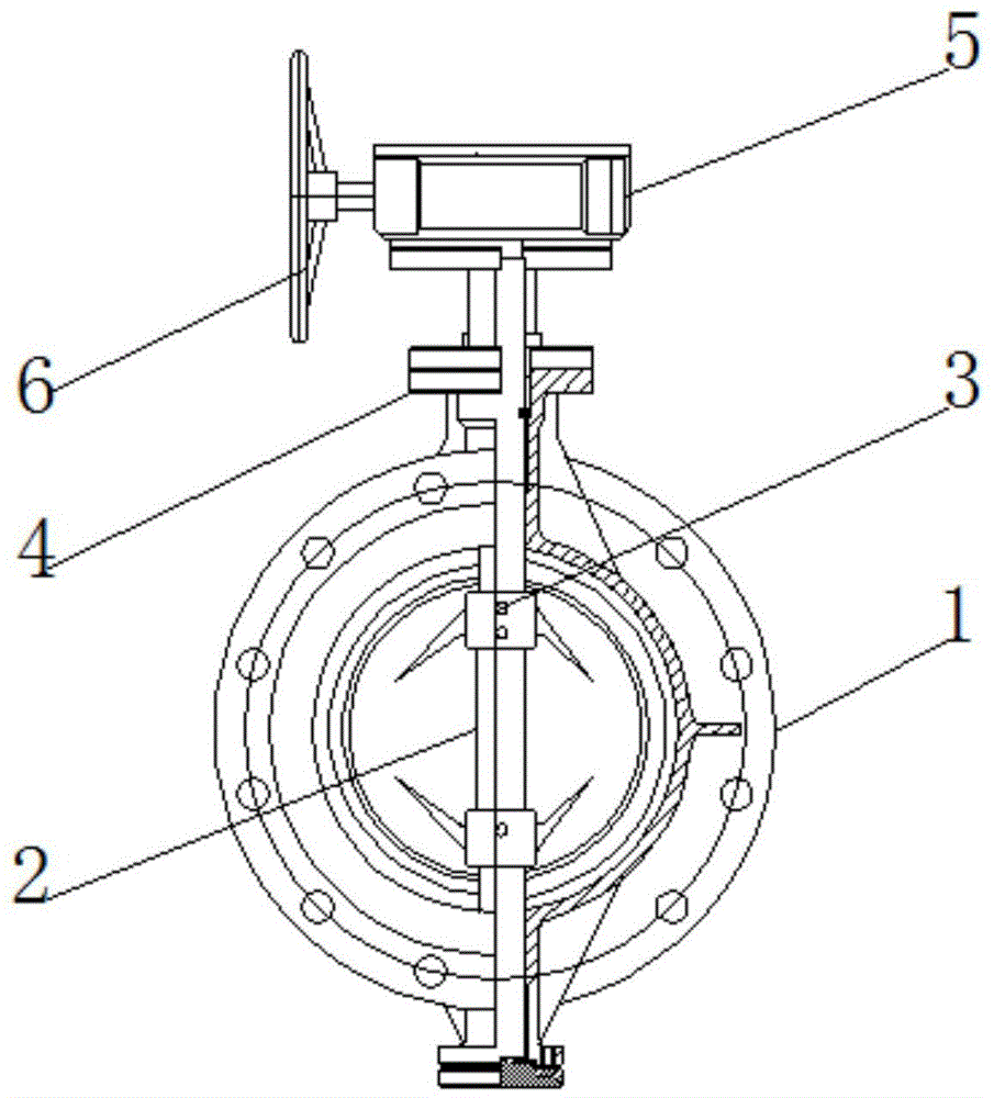 硬密封蝶阀的整体结构示意图 硬密封蝶阀的整体结构示意图